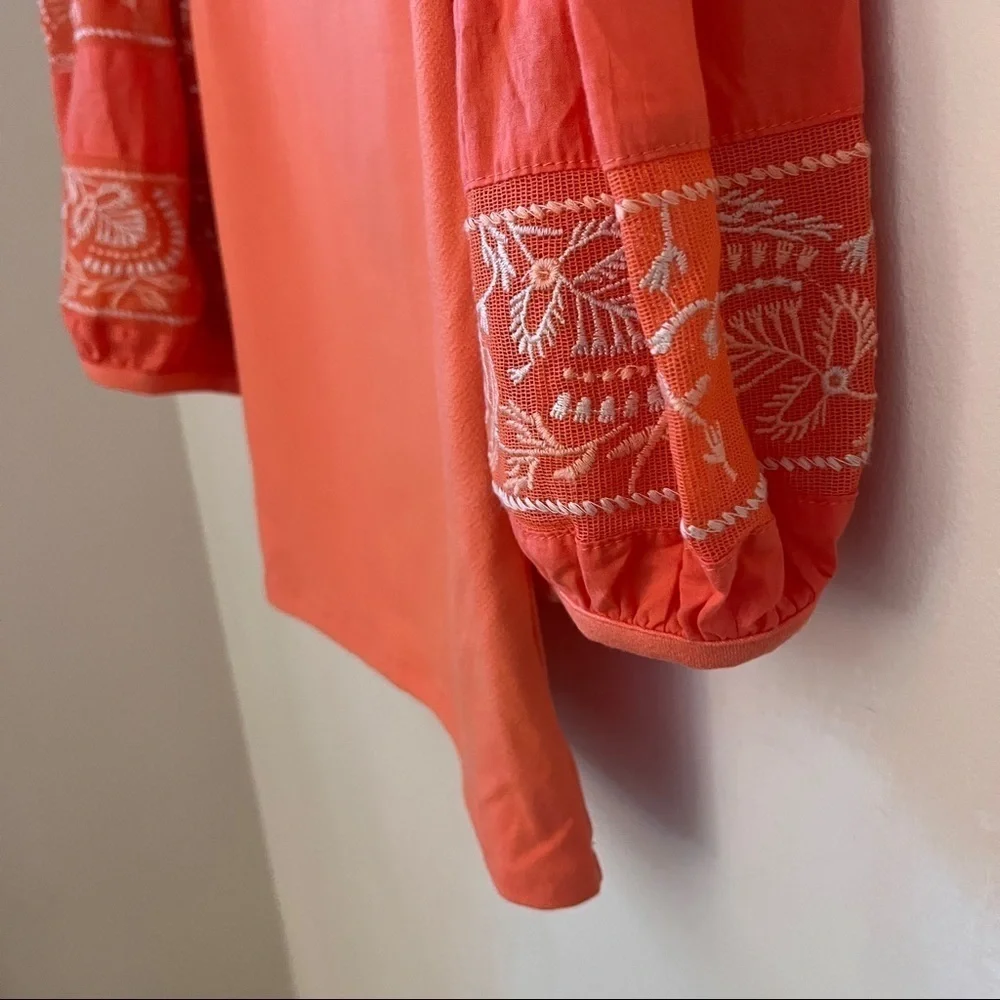 Free People Rock with It Tangerine Off Shoulder Puff Sleeve Top - PRICE DROP